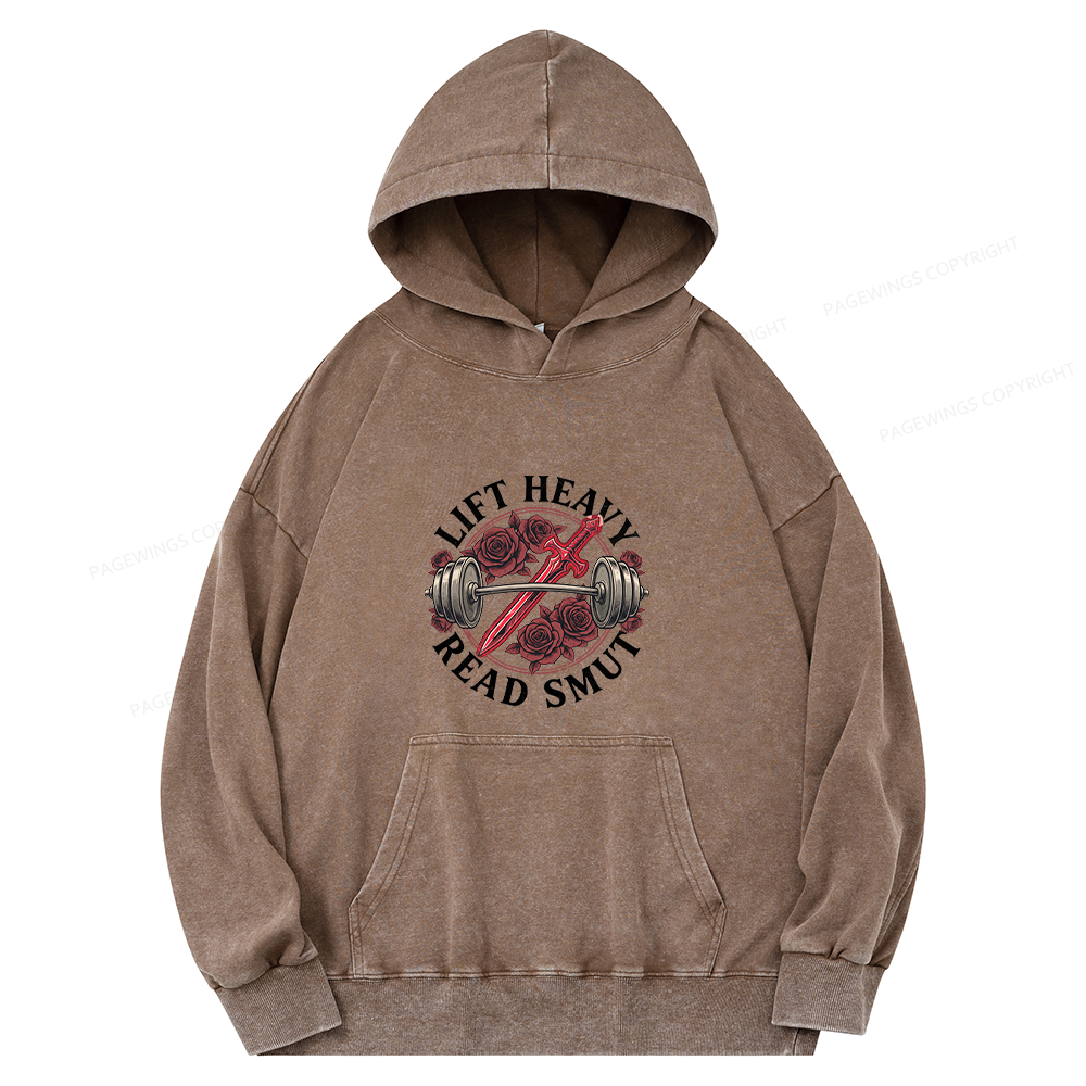 Pagewings Lift Heavy Read Smut Unisex Washed Hoodie