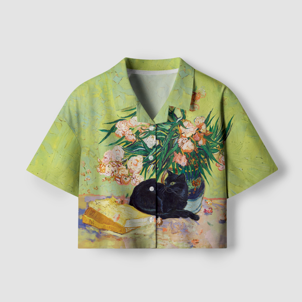 Pagewings Reading Cat Women's Camp Shirt