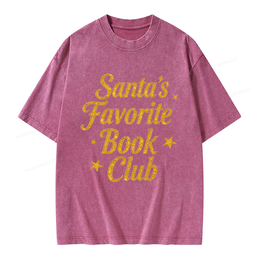 Pagewings Santa's Favorite Book Club Unisex Washed T-shirt