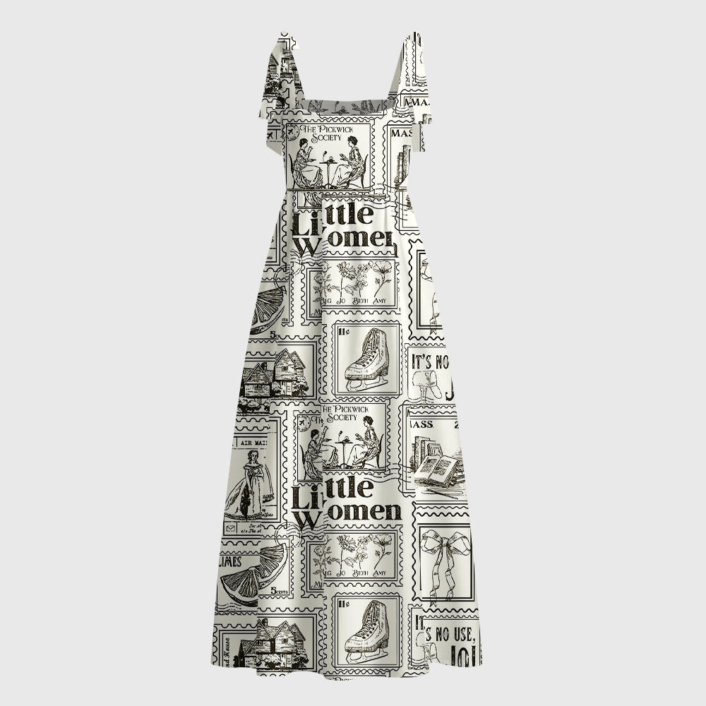 Pagewings Literature Tie Shoulder Maxi Dress