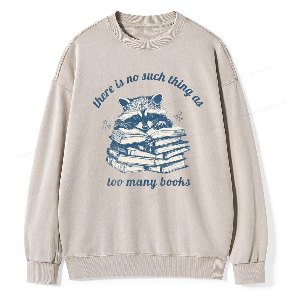 Pagewing Book Lover Raccoon Unisex Washed Sweatshirt