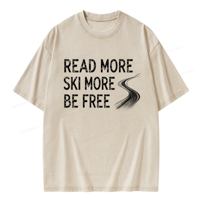 Pagewings Read More Ski More Be Free Unisex Washed T-shirt
