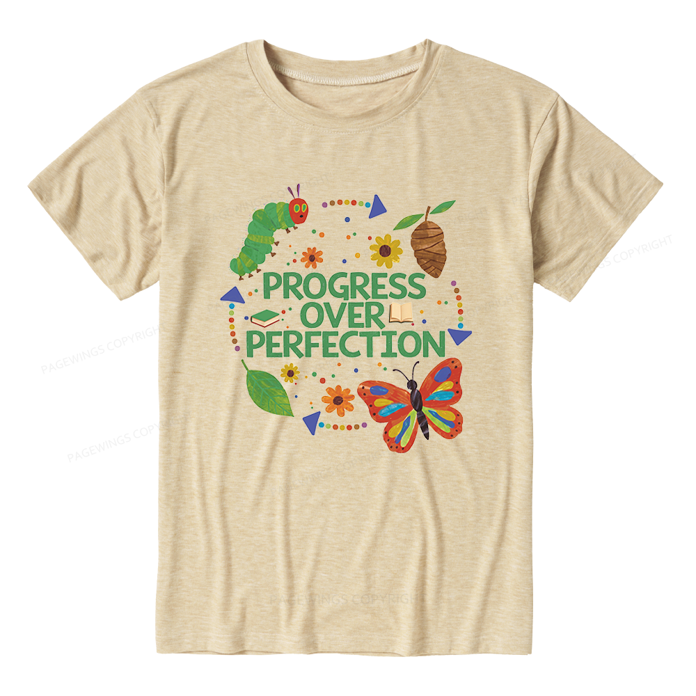 Pagewing Progress Over Perfection Unisex Heather T-Shirt