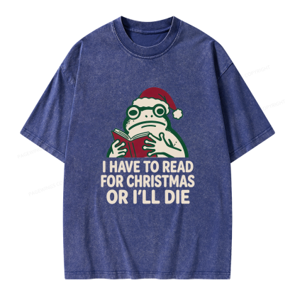 Pagewings I Have to Read for Christmas Unisex Washed T-shirt