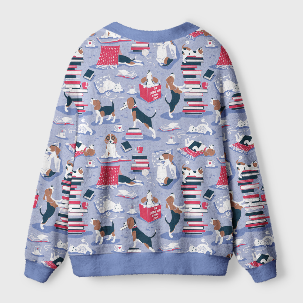 Pagewings Easily Distracted By Dogs And Books Light Knit Unisex Cardigan Sweaters