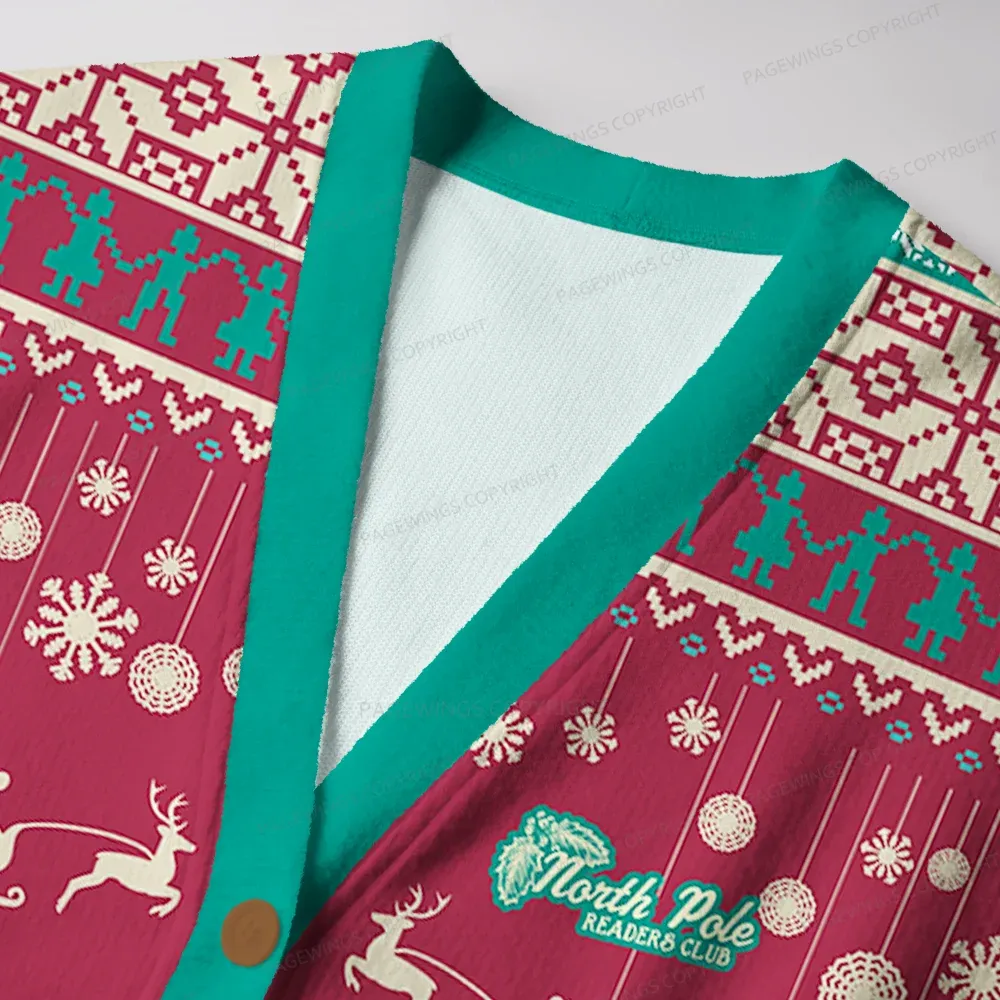 Pagewings Christmas Cozy Reading Unisex Ugly Cardigan Sweaters