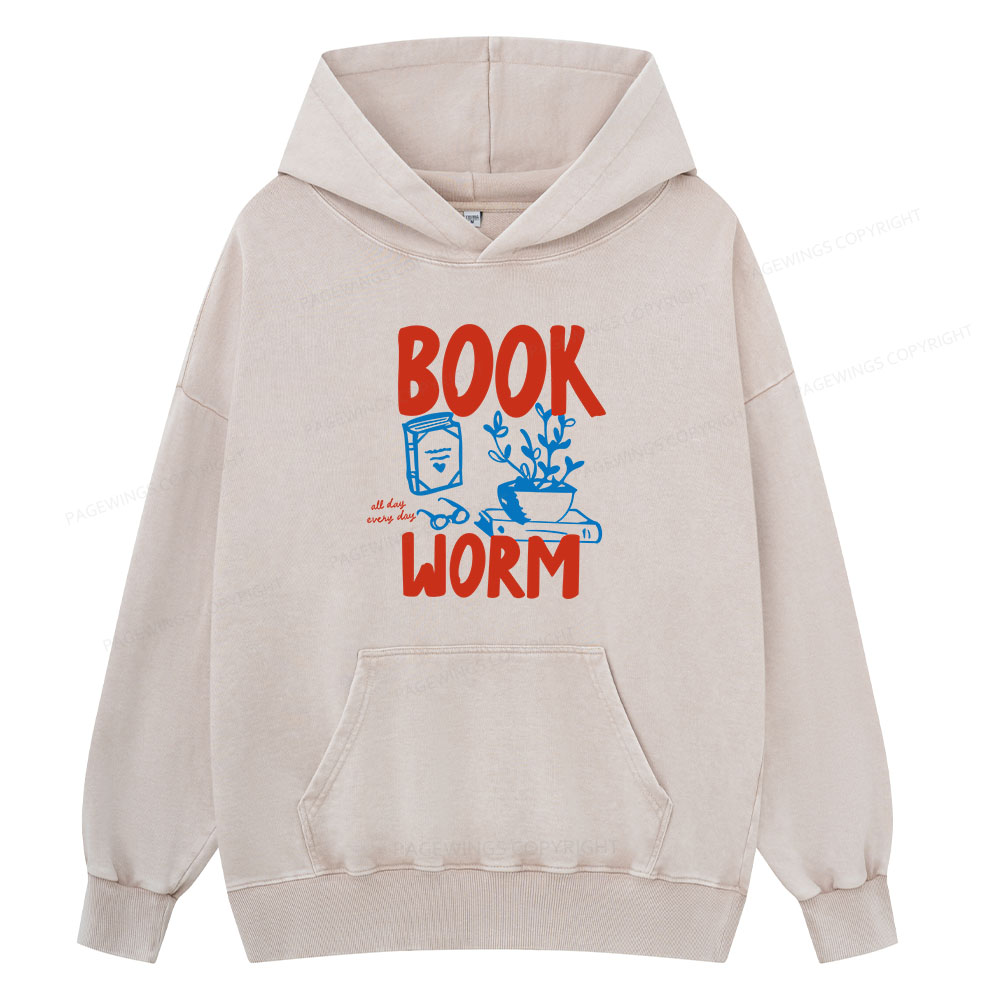 Pagewings Bookworm Unisex Washed Hoodie
