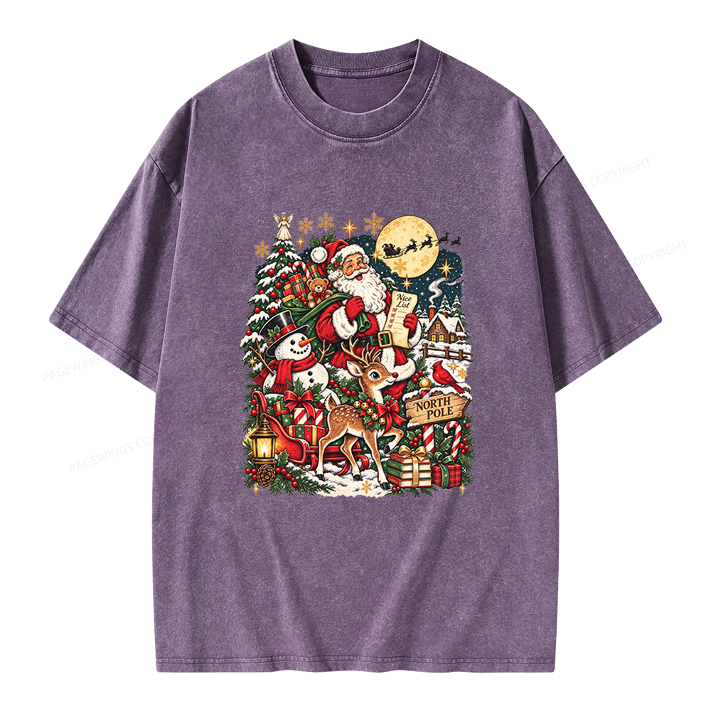 Pagewings Christmas Bookish Unisex Washed T-shirt