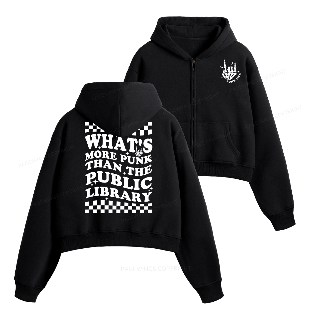 Pagewings Punk The Public Library Fleece Zip-Up Hoodie