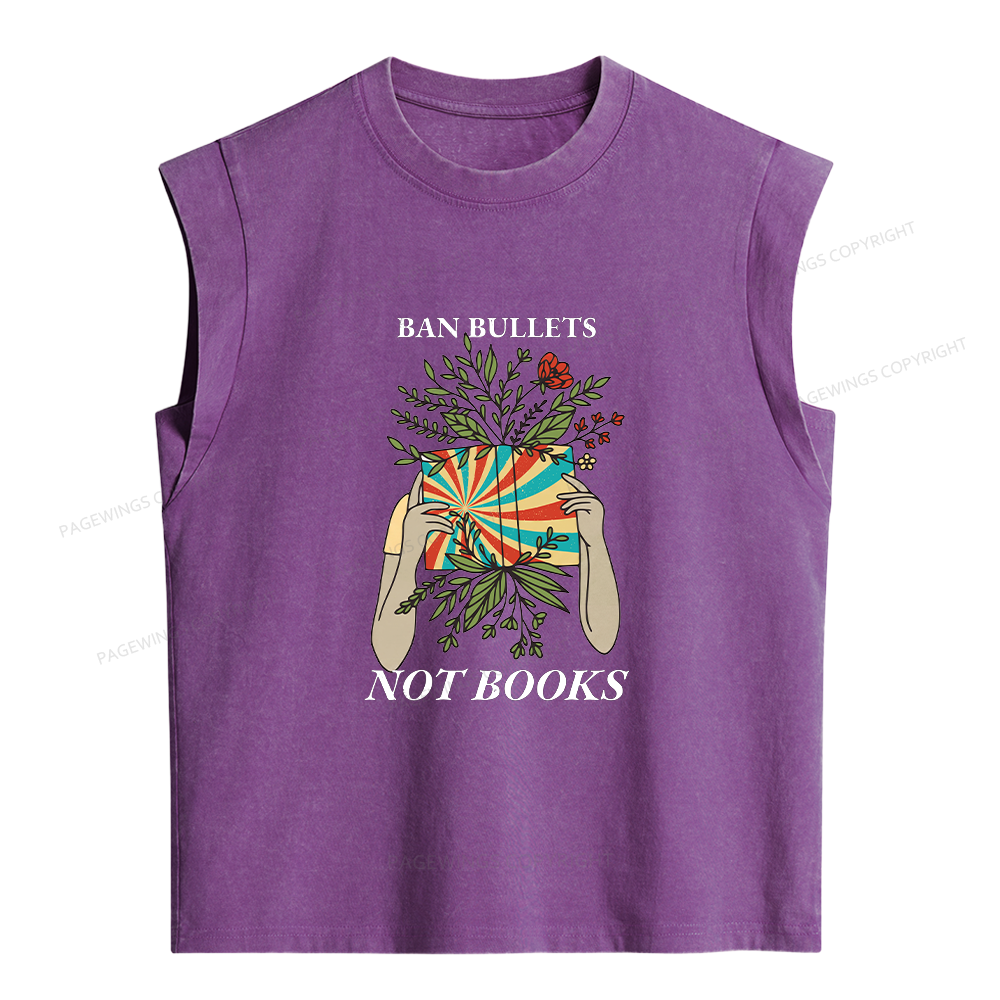 Pagewing Ban Bullets Not Books Women's Washed Tank Top