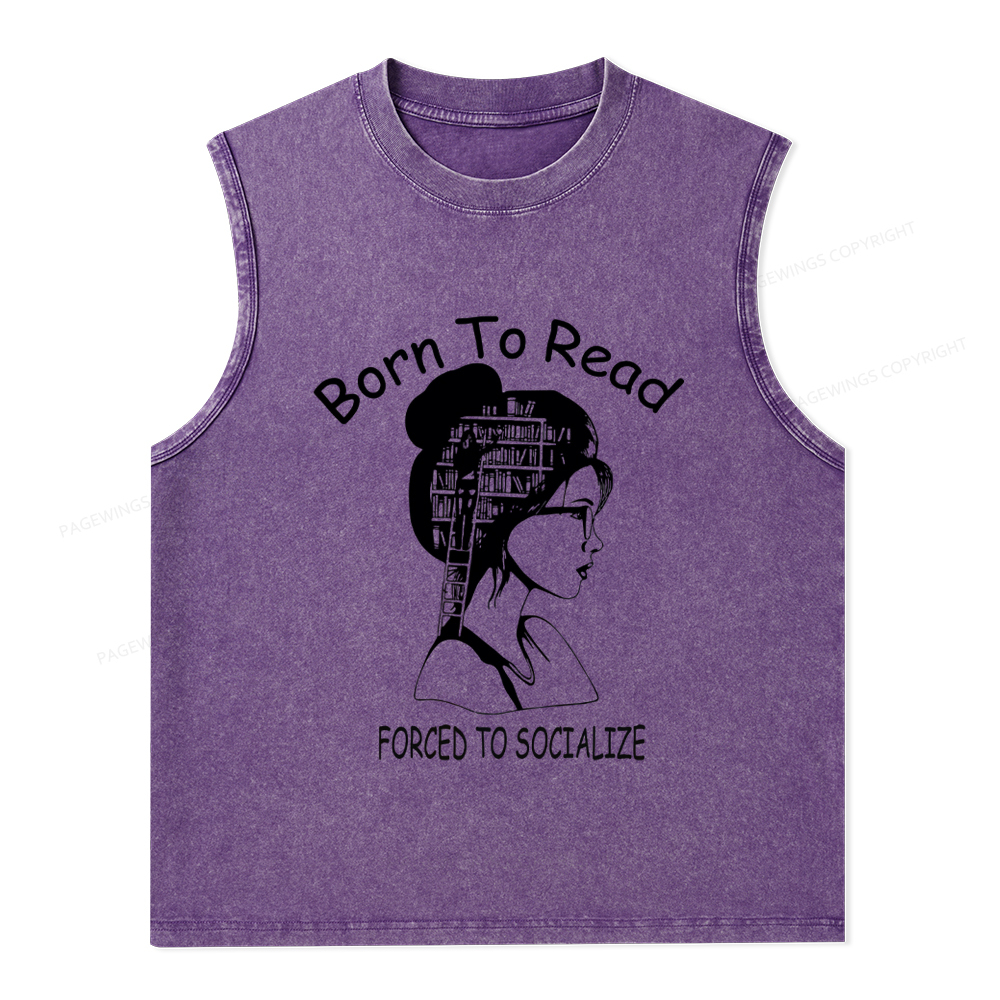 Pagewings Born To Read Unisex Washed Tank Top