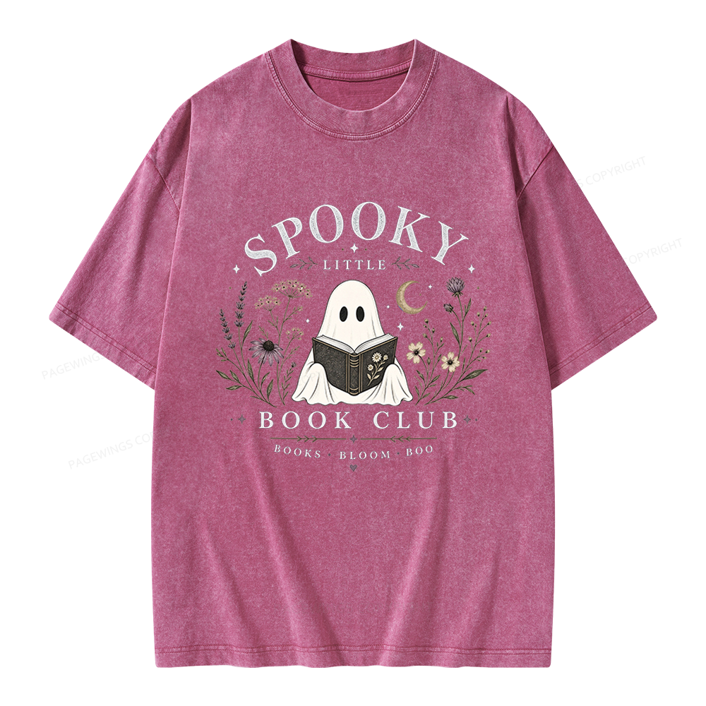 Pagewings Spooky Little Book Club Unisex Washed T-shirt