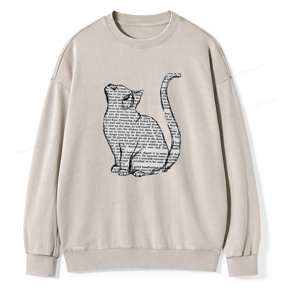 Pagewings Lots Of Books And Cute Cats Unisex Washed Sweatshirt