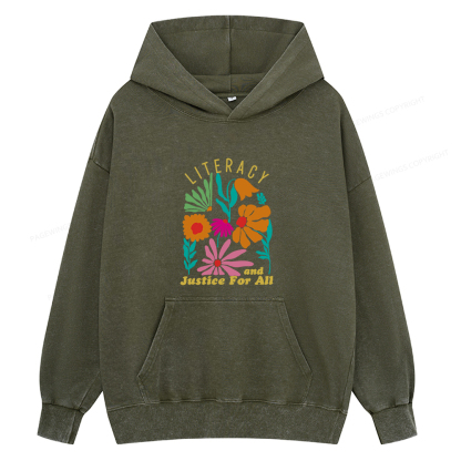 Pagewings Literacy And Justice Unisex Washed Hoodie