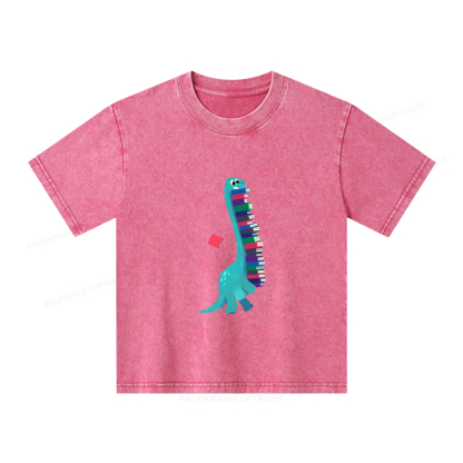Pagewings Book Dinosaurs Unisex Kids Washed T-shirt