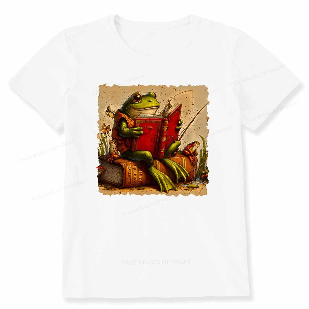 Pagewings Toad Fishing Book Reading Book Unisex Classic T-shirt