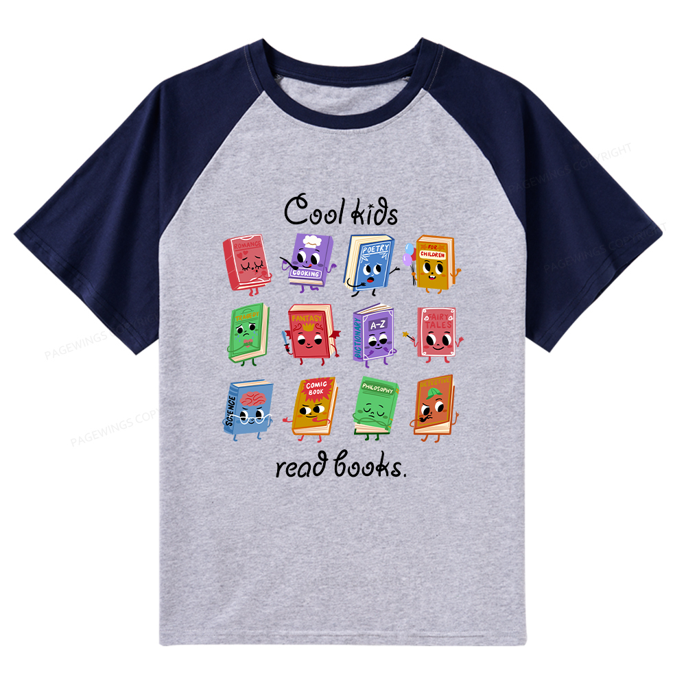 Pagewings Cool Kids Read Books Raglan T-shirt