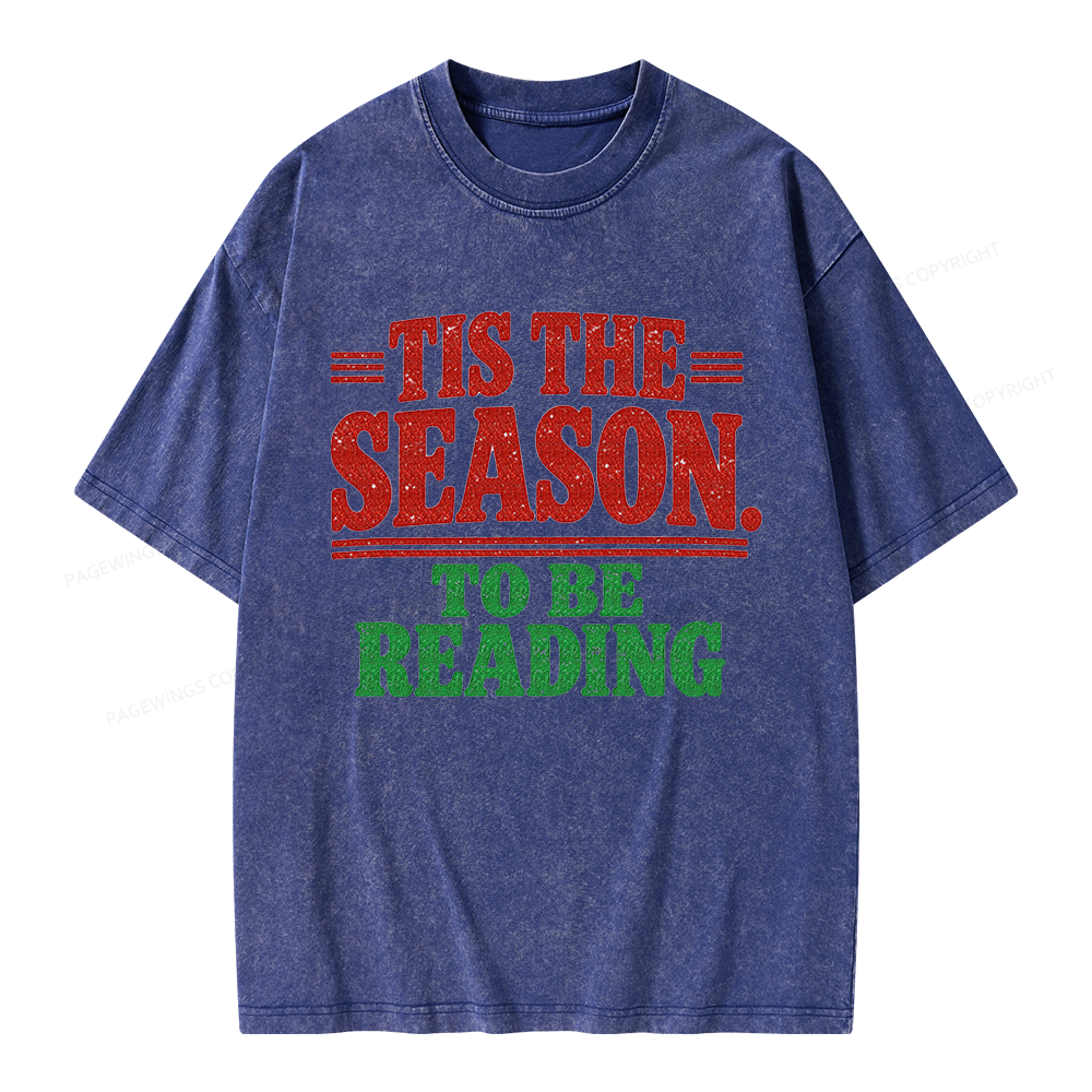 Pagewings Tis The Season to be Reading Unisex Washed T-shirt