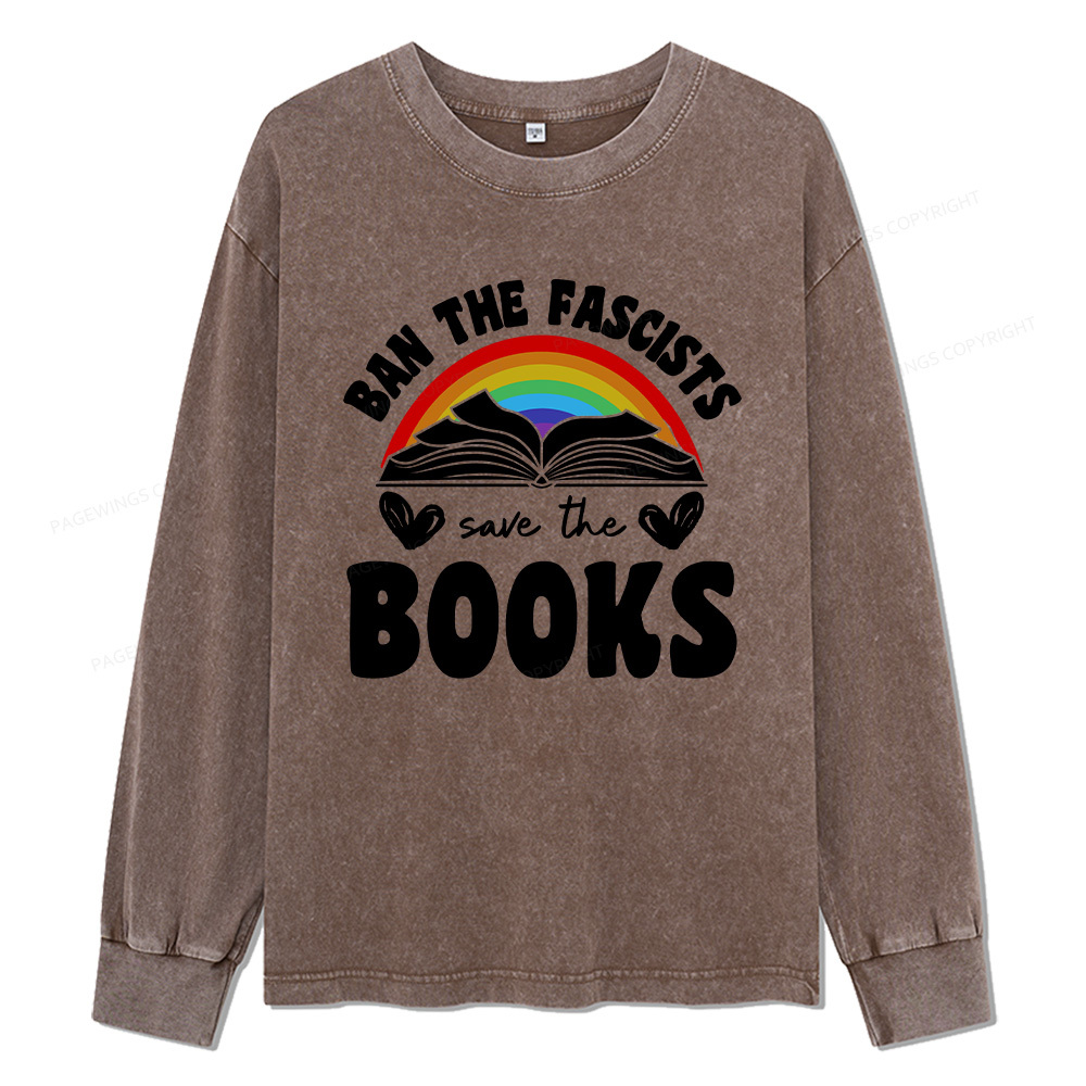 Pagewings Banned books Unisex Washed Long Sleeve T-shirt