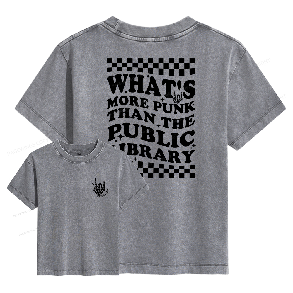 Pagewings Punk The Public Library Women's Washed T-shirt