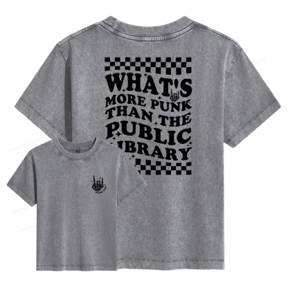 Pagewings Punk The Public Library Women's Washed T-shirt