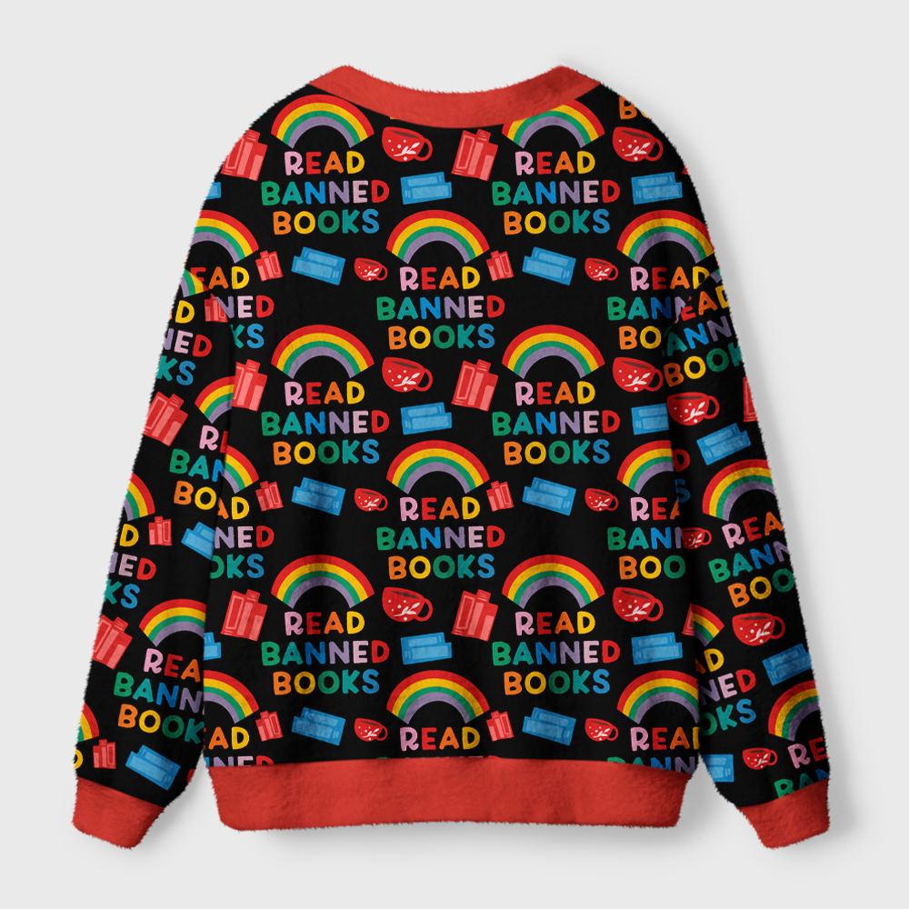 Pagewings Read Banned Books Light Knit Unisex Cardigan Sweaters