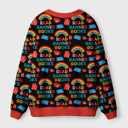 Pagewings Read Banned Books Light Knit Unisex Cardigan Sweaters