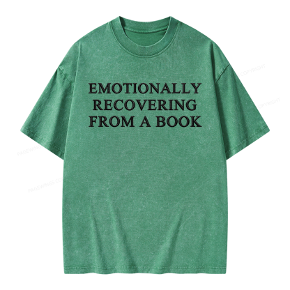 Pagewings Embroidered Emotionally Recovering From a Book Unisex Washed T-shirt
