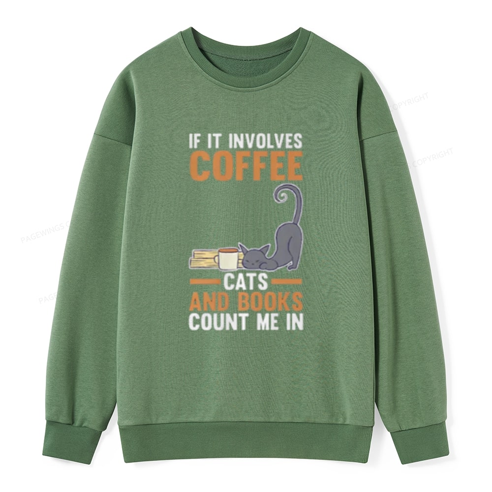Pagewings Cats Reading Books Coffee T Shirts Unisex Classic Sweatshirt
