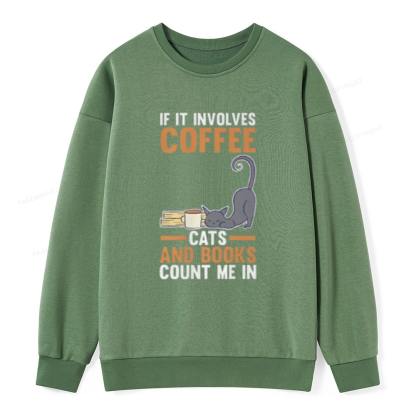 Pagewings Cats Reading Books Coffee T Shirts Unisex Classic Sweatshirt