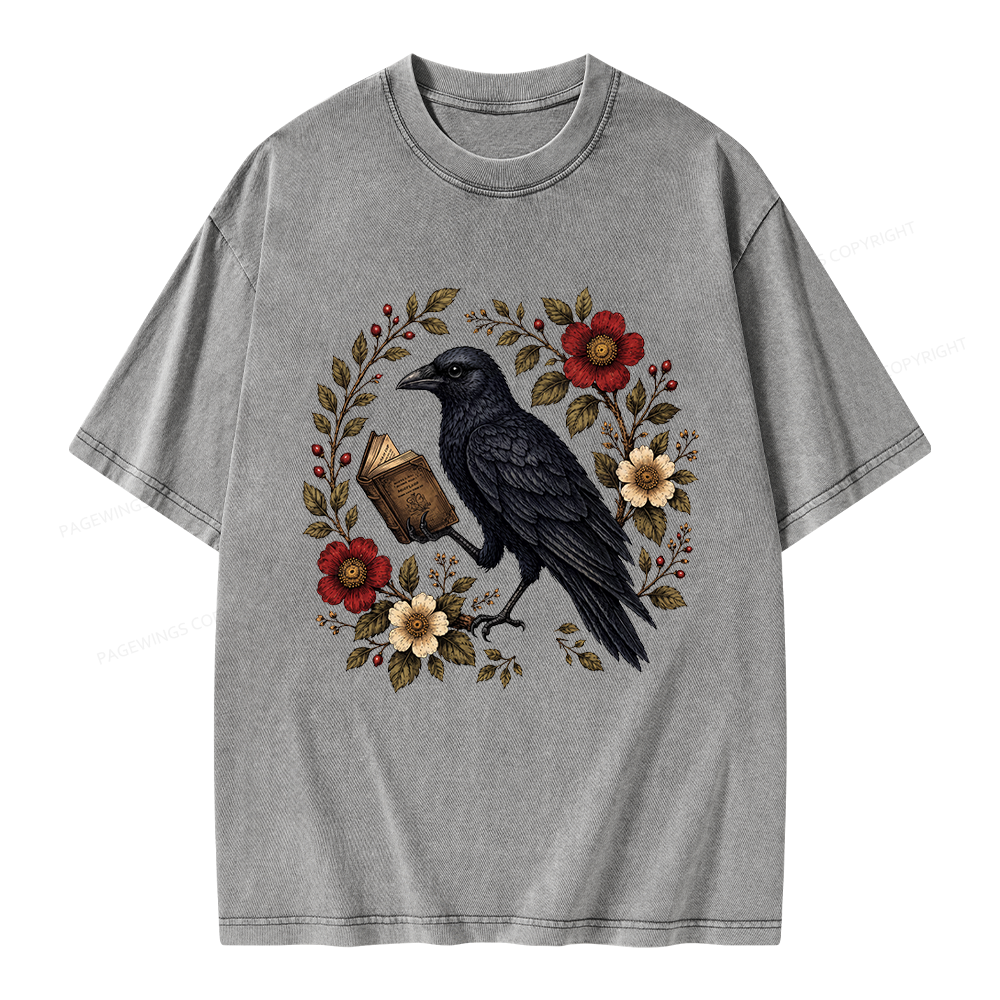 Pagewings Black Crow Unisex Washed T-shirt