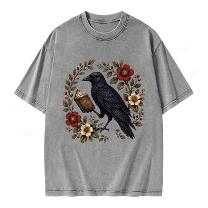 Pagewings Black Crow Unisex Washed T-shirt