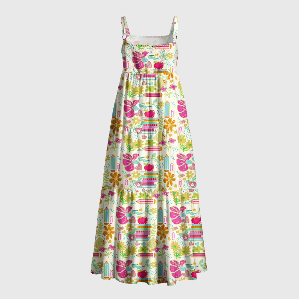 Pagewings Square Neck Bookish Bloom  Maxi Dress