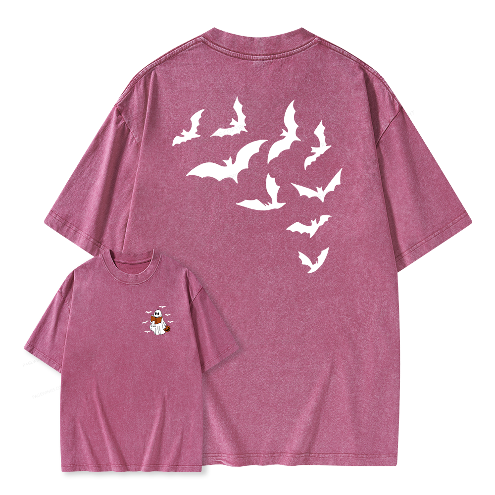 Pagewings Book Lover Halloween Unisex Washed T-shirt