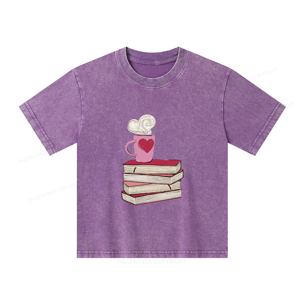 Pagewings Valentine's Day Gift for the Book Lover Unisex Kids Washed T-shirt