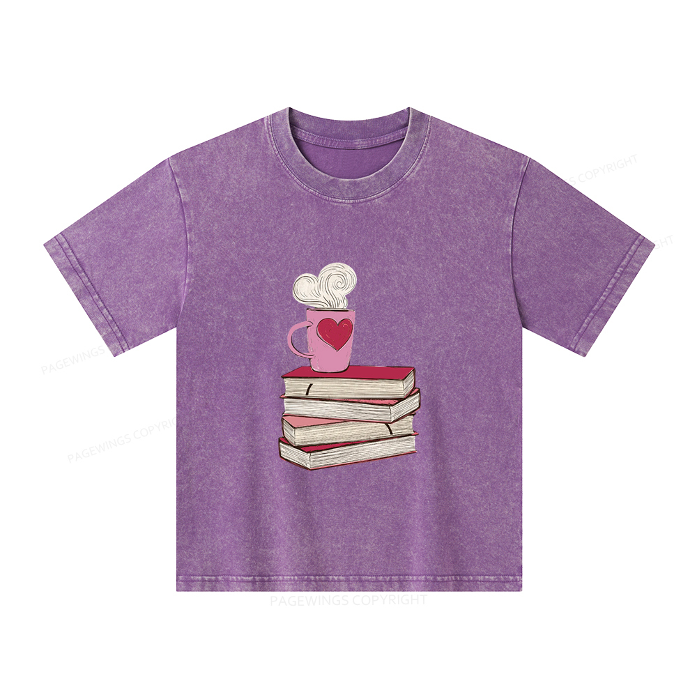 Pagewings Valentine's Day Gift for the Book Lover Unisex Kids Washed T-shirt