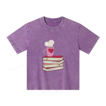 Pagewings Valentine's Day Gift for the Book Lover Unisex Kids Washed T-shirt
