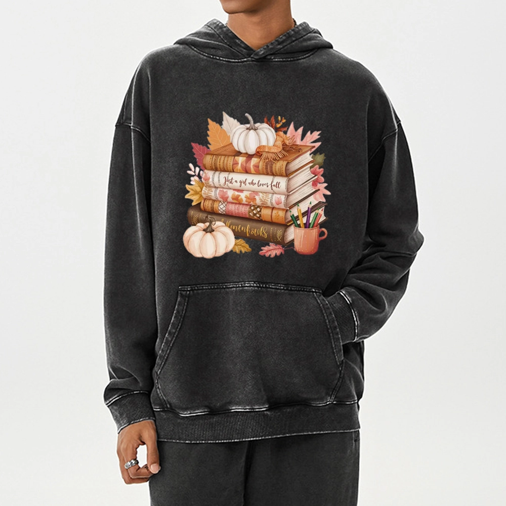 Pagewings Thanksgiving Fall Pumpkin Unisex Washed Hoodie