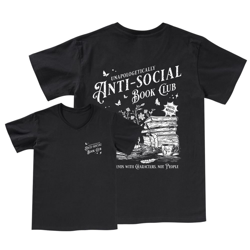 Pagewings Anti-social Book Club Comfort Colors Shirt V-neck T-shirt