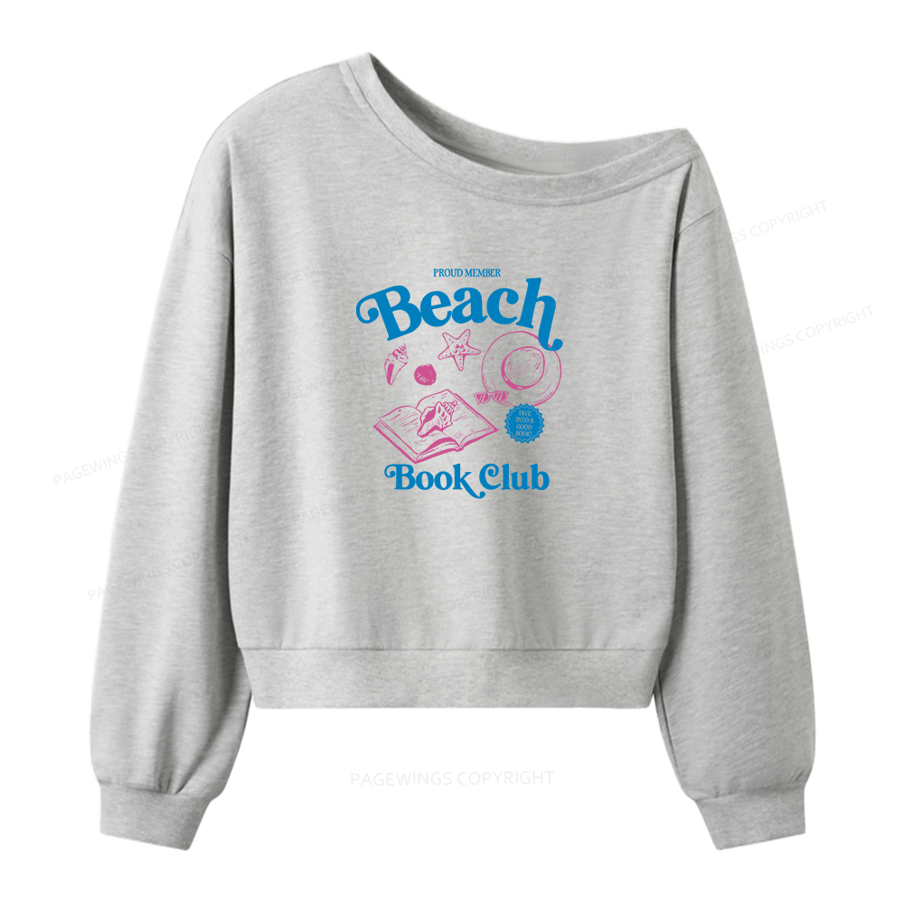 Pagewings Beach Book Club Women Off  Shoulder Sweatshirt