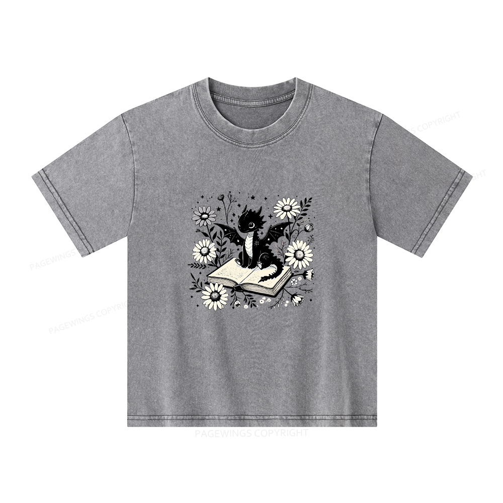 Pagewings Bookworm Dragon Unisex Kids Washed T-shirt