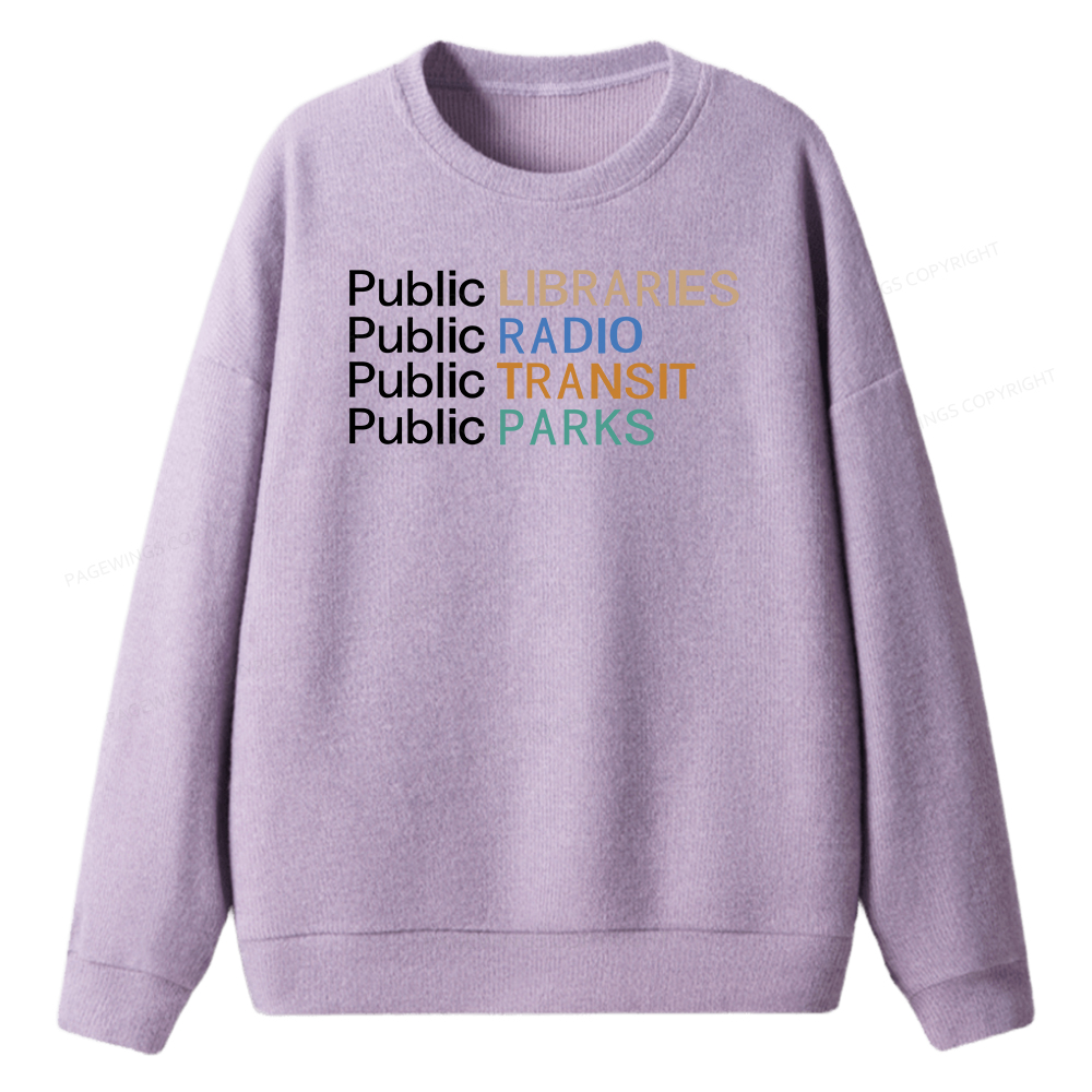 Pagewings Public Libraries Radio Transit Parks Unisex Knit Sweatshirt