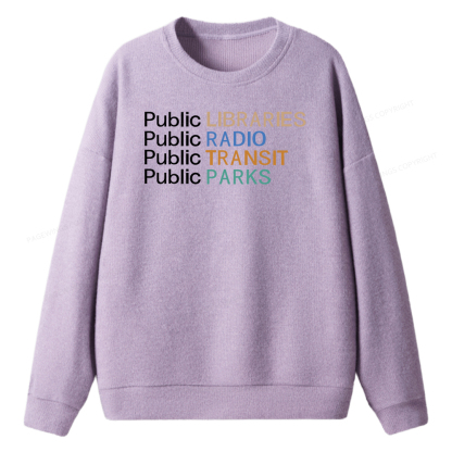 Pagewings Public Libraries Radio Transit Parks Unisex Knit Sweatshirt