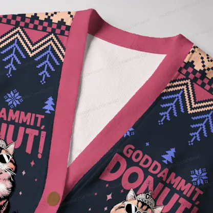 Pagewings Goddammit Donut Unisex Ugly Cardigan Sweaters