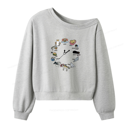 Pagewings Cat Read Women Off Shoulder Sweatshirt