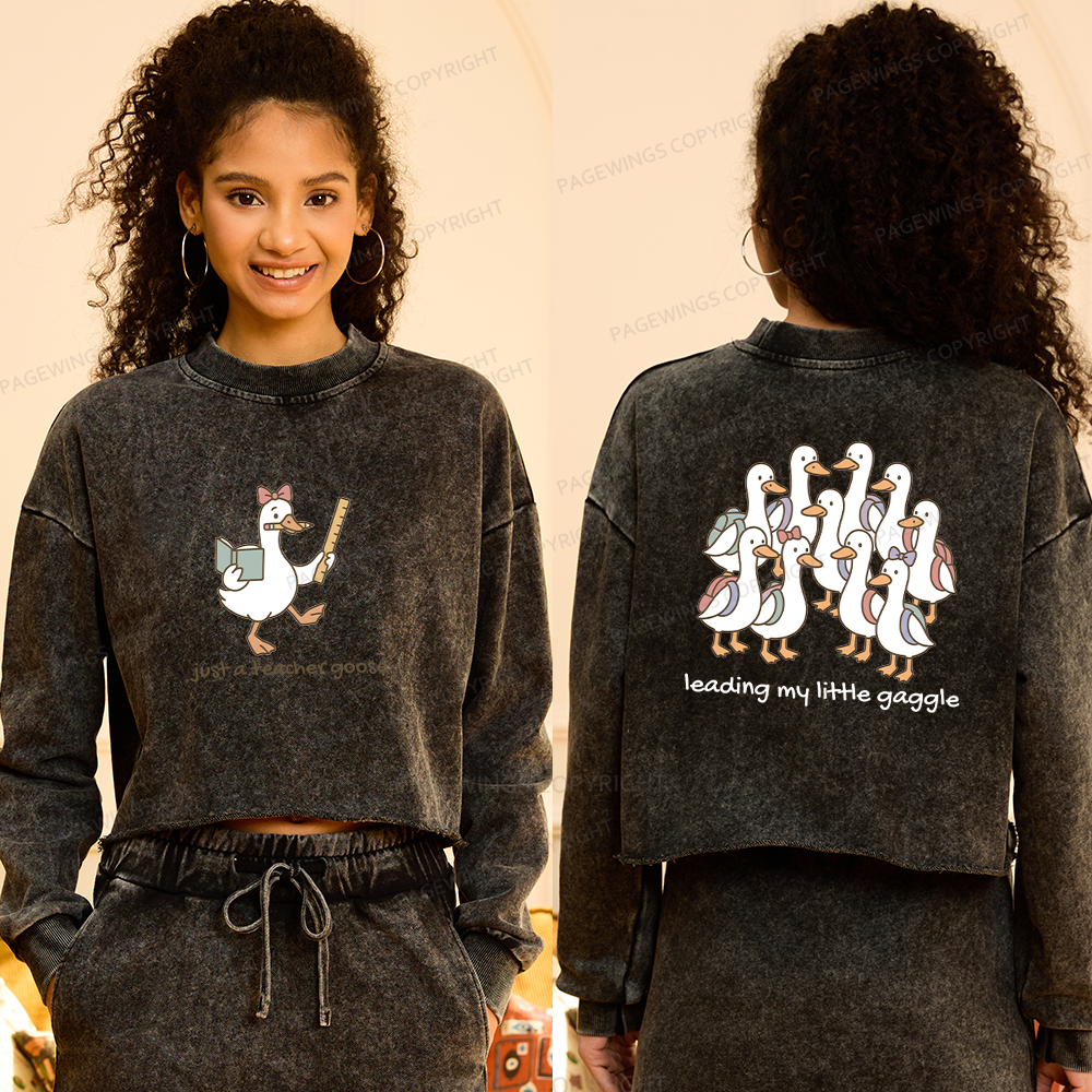 Pagewings Back to School Washed Crop Sweatshirt