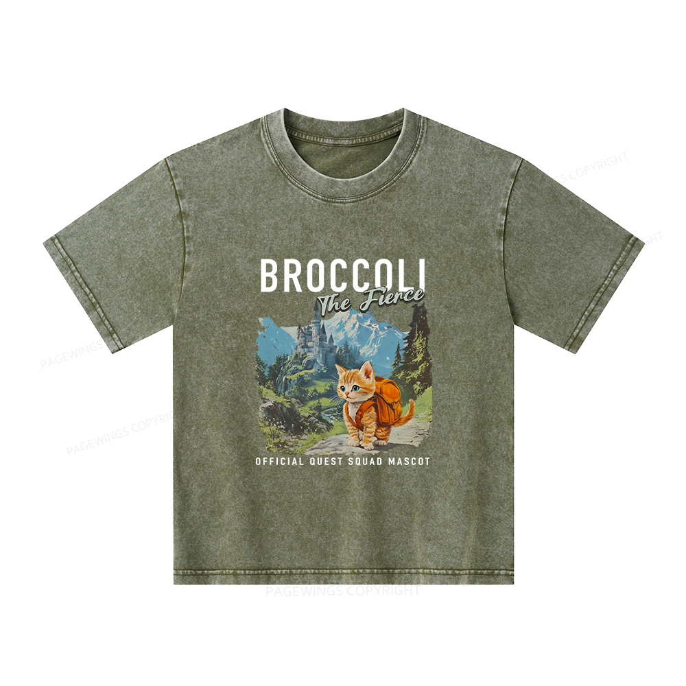 Pagewings Broccoli the Fierce Unisex Kids Washed T-shirt