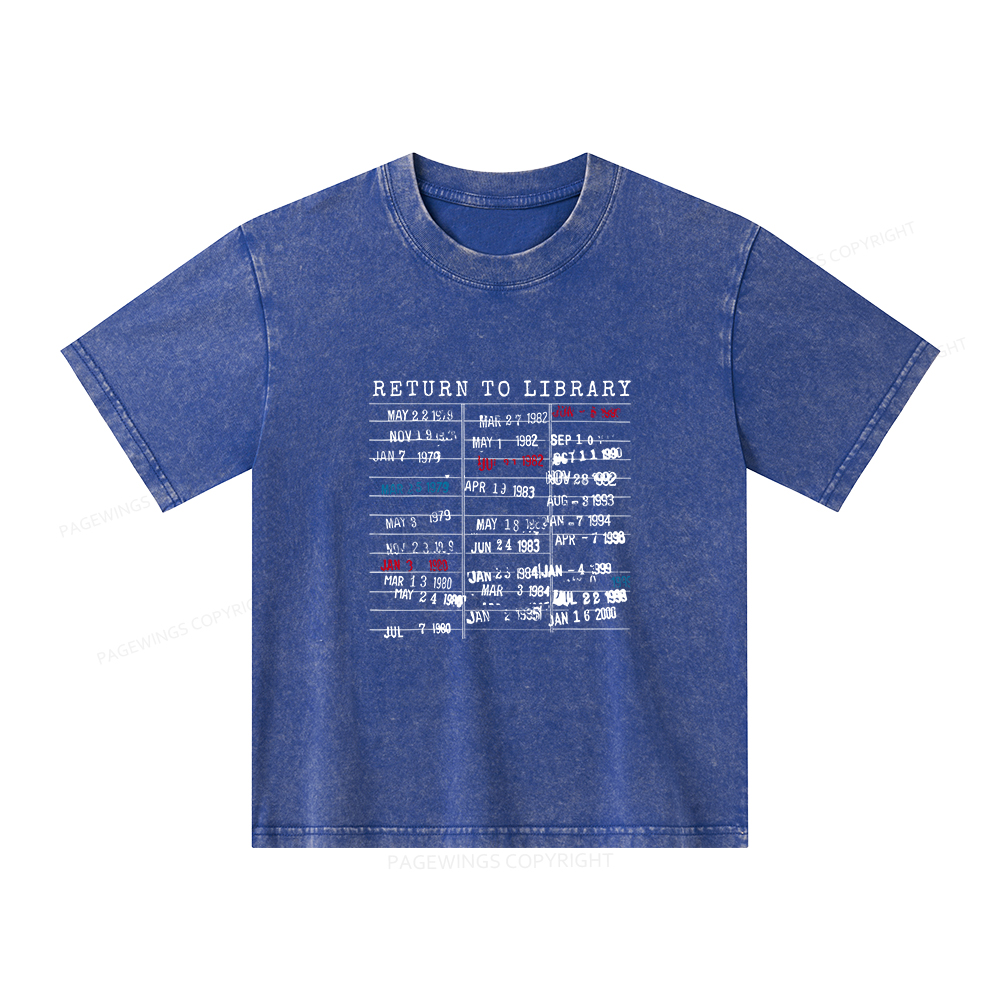 Pagewings Return To Library Unisex Kids Washed T-shirt