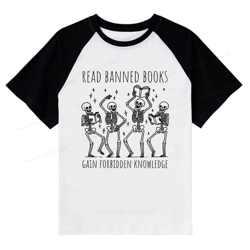 Pagewings Reading Books Tee Book Lover Gift Raglan T-shirt