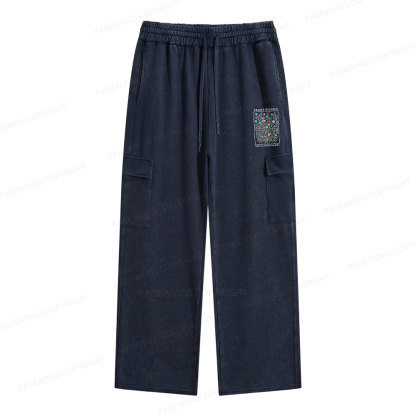 Pagewings Trans Rights Are Human Rights Unisex Washed Cargo Sweatpants